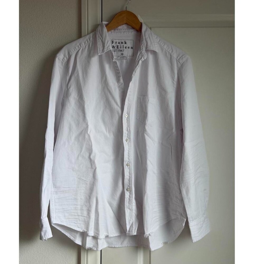 Frank & Eileen Eileen Famous Denim Relaxed Button Up Shirt in White Size X-Large - Picture 4 of 7